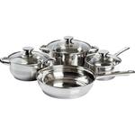 Esal 7pcs Stainless Steel Cookware Set Belly Shape, Rolled and Stepped Edge, Hollow Handle and Knob, C Type Tempered Glass Lid