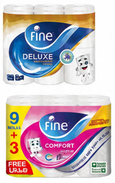 Fine Deluxe Toilet Tissue 3ply 12 Rolls | 4ply 9+3 Rolls