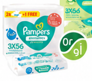 Pampers Baby Wipes Sensitive 56 Pcs 2+1 Free