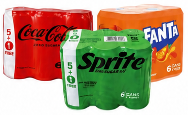 Coca Cola Zero / Sprite / Fanta cans 355ml 6 pc