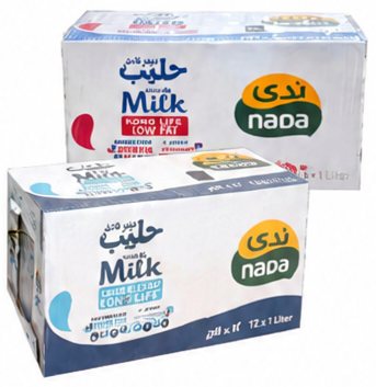 ندى حليب كامل أو قليل الدسم 1 لتر 12 حبة