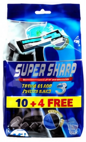 Super Sharp Triple Blade Disposable Razors 10 + 4 Free
