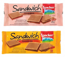 Loacker Sandwich Wafer Hazelnut Chocolate or Milk Vanilla 75 Grams