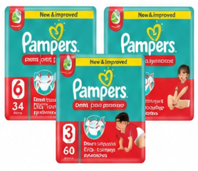 Pampers Baby Diaper With Aloe Vera Mega Pack Assorted