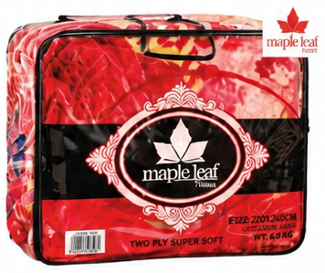 Maple Leaf Raschel Blanket King 220x240cm 6kg Assorted