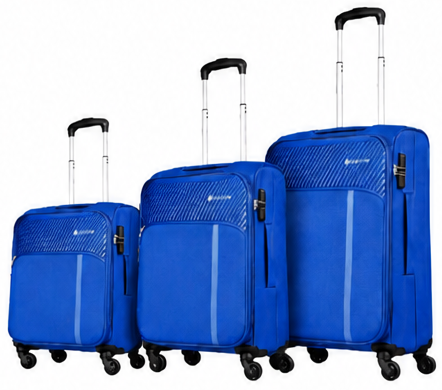 Carlton Striker Plus Soft Travel Bag 4 Wheels 3 Pc Set Blue
