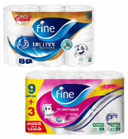 Fine Deluxe Toilet Tissue 3 ply 12 Rolls | 4 ply 9+3 Rolls
