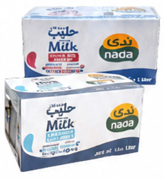 ندى حليب قليل الدسم أو كامل الدسم 1 لتر 4 حبات