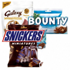 Bounty Snickers Twix Mars Galaxy Chocolate Miniatures, assorted, 117-150 grams