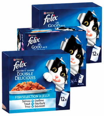 Nestle Felix Cat Food Chicken / Fish / Meat / Ocean Jelly in Jelly 12 x 85g