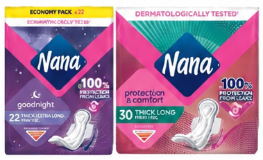 Nana Sanitary Pads Maxi Super with Wings 30 pc | Goodnight 22 pc